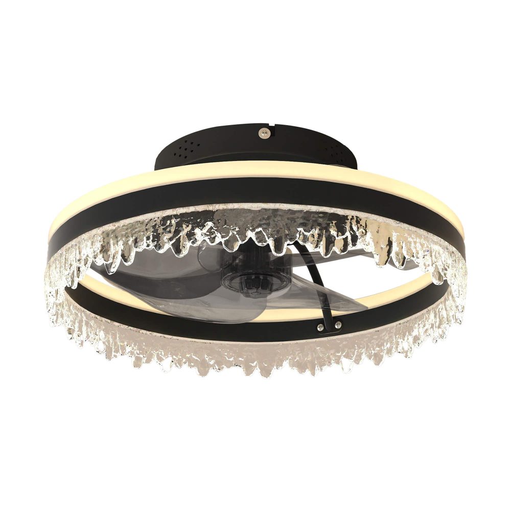 16″ Low Profile Ceiling Fans with Lights and Remote, Dimmable Modern Flush Mount LED Fan Light