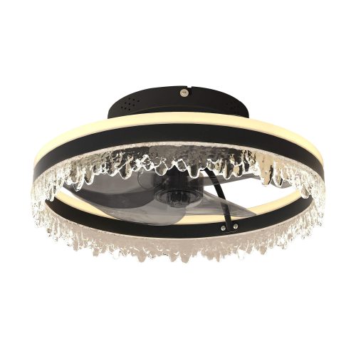 16″ Low Profile Ceiling Fans with Lights and Remote, Dimmable Modern Flush Mount LED Fan Light