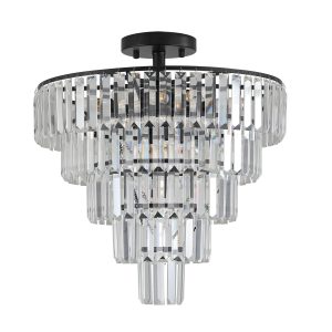 Crystal Chandeliers for Dining Room Lights Fixture Over Table,  5-Tier Round Crystal Lighting Fixtures for Bedroom Entryway Kitchen Island
