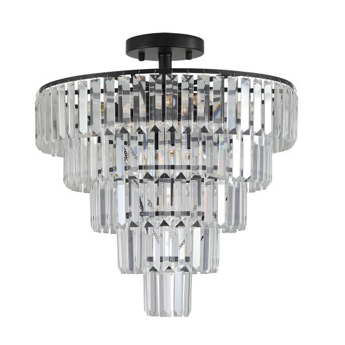 Crystal Chandeliers for Dining Room Lights Fixture Over Table,  5-Tier Round Crystal Lighting Fixtures for Bedroom Entryway Kitchen Island