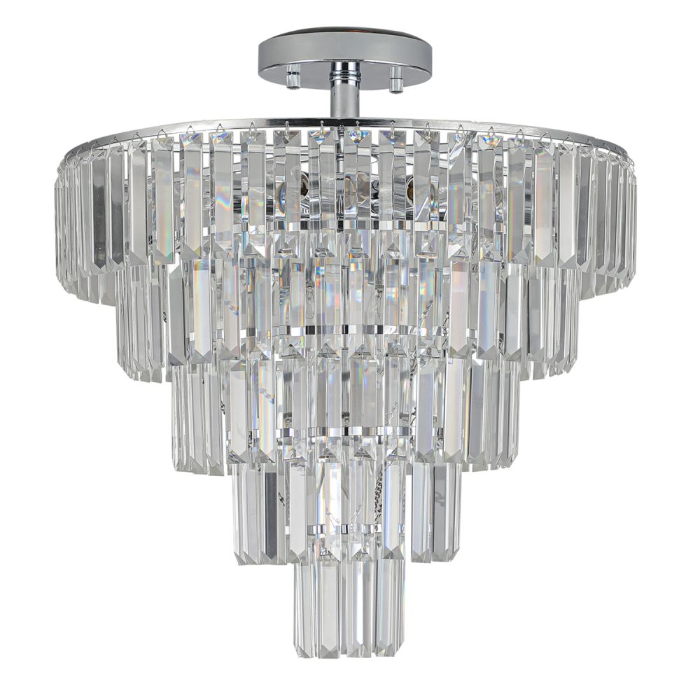 Crystal Chandelier Chrome Crystal Ceiling Light Flush Mount Fixtures Luxury Chandelier for Living Room