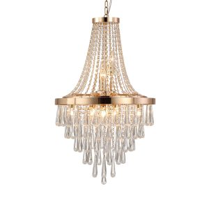 Crystal Chandelier Gold Flush Mount Ceiling Light for Bedroom Hallway Living Room