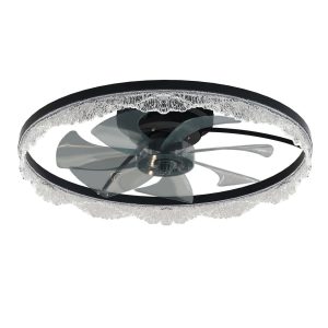 23.6 Inch Low Profile Ceiling Fans with Lights and Remote, Fandelier Ceiling Fan Flush Mount, 3000K-6500K LED Fan Light
