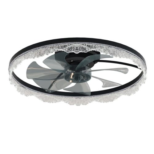 23.6 Inch Low Profile Ceiling Fans with Lights and Remote, Fandelier Ceiling Fan Flush Mount, 3000K-6500K LED Fan Light