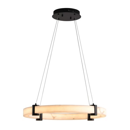 LED Ring Chandelier Modern Black for Dining Room, Circular Flush Mount Ceiling Chandelier Light