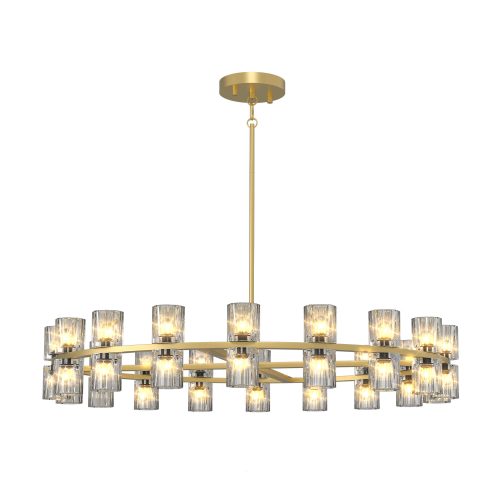 36 Inch Round Gold Ceiling Light with K9 Crystals – Modern Chandeliers for Dining Room Foyer Living Room