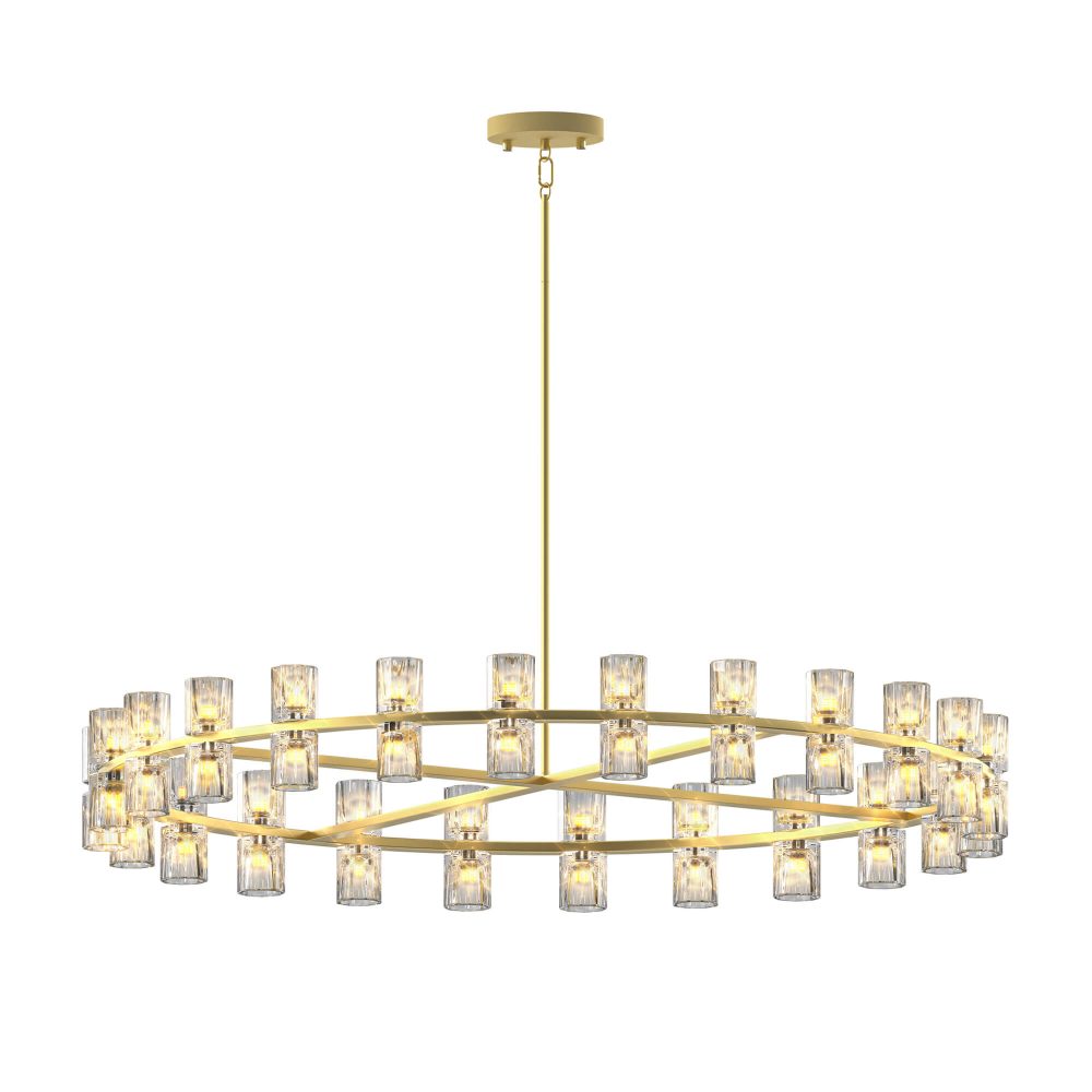 48 Inch Round Gold Ceiling Light with K9 Crystals – Modern Chandeliers for Dining Room Foyer Living Room