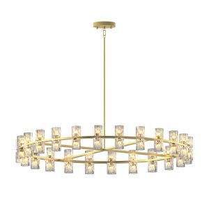 48 Inch Round Gold Ceiling Light with K9 Crystals - Modern Chandeliers for Dining Room Foyer Living Room