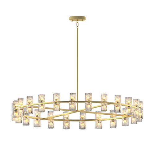 48 Inch Round Gold Ceiling Light with K9 Crystals – Modern Chandeliers for Dining Room Foyer Living Room