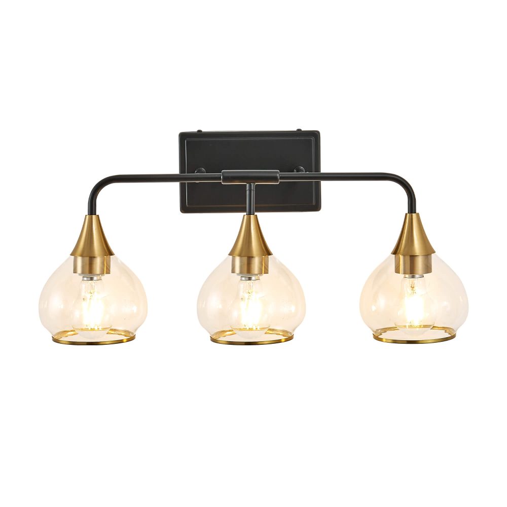 3-Light Black Bathroom Vanity Light, Modern Vanity Lighting Fixture for Bathroom