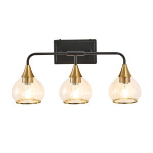 3-Light Black Bathroom Vanity Light, Modern Vanity Lighting Fixture for Bathroom
