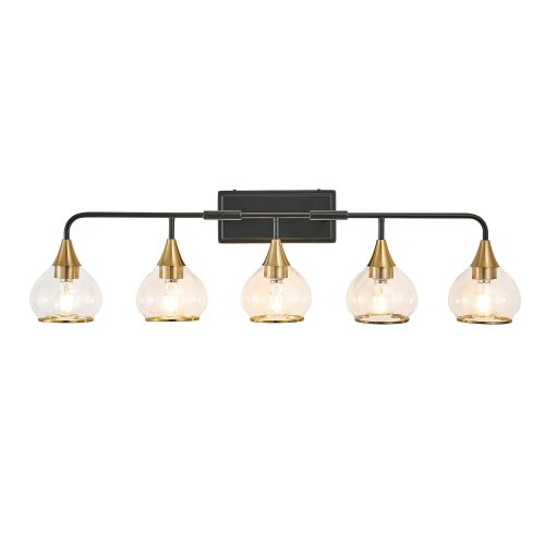 5-Light Black Bathroom Vanity Light, Modern Vanity Lighting Fixture for Bathroom