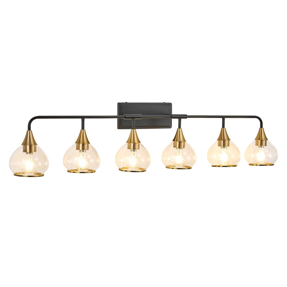 6-Light Black Bathroom Vanity Light, Modern Vanity Lighting Fixture for Bathroom