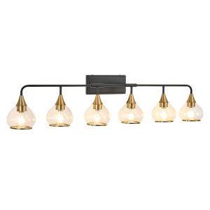 6-Light Black Bathroom Vanity Light, Modern Vanity Lighting Fixture for Bathroom