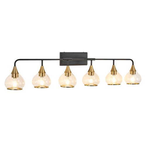6-Light Black Bathroom Vanity Light, Modern Vanity Lighting Fixture for Bathroom