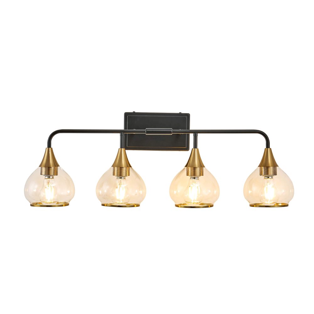 4-Light Black Bathroom Vanity Light, Modern Vanity Lighting Fixture for Bathroom