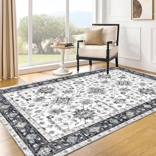 Jeedeson 9’x12′ Vintage Pattern Indoor Area Rug Washable Printed Floor Carpet for Office Decor