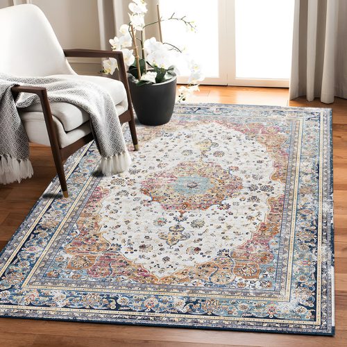 Jeedeson 9’x12′ Machine Washable Vintage Large Area Rug Ideal for High-Traffic Living Room, Bedroom and Dining Room