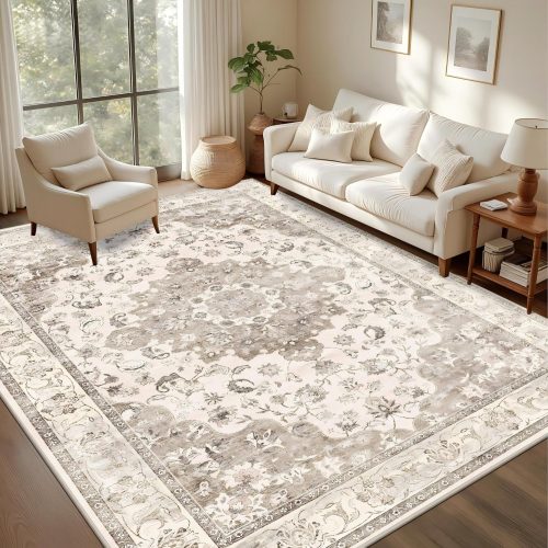Jeedeson 5×7 Vintage Floral Medallion Area Rug, Washable Non Slip Stain Resistant Soft Boho Carpet for Living Room Bedroom Farmhouse Decor