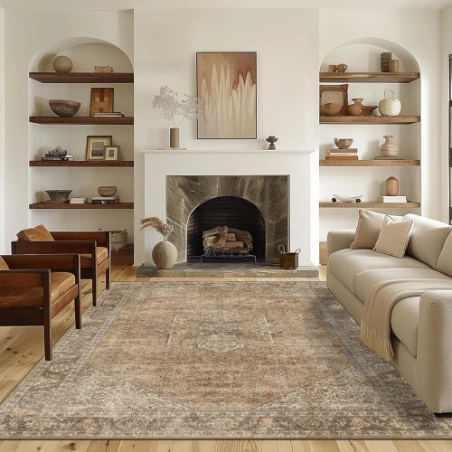 Jeedeson 5×7 Boho Medallion Area Rug, Washable Non Slip Stain Resistant Vintage Carpet for Living Room, Bedroom, Dining Room & Home Office