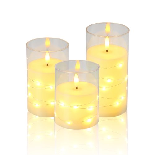 Jeedeson 3D Moving Flame Flameless LED Candles 3PC Warm Flickering Fake Candles for Wedding Bedroom Home Decor 3PC