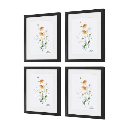 Jeedeson 4-Pack 8″x10″ Black Picture Frames, Classic Photo Frames with White Mat & Plexiglass for Wall & Desktop Display