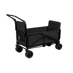 Jeedeson 2-in-1 Collapsible Camping Utility Cart Black with Reclining Lounge Bed, 400L Large Capacity All-Terrain