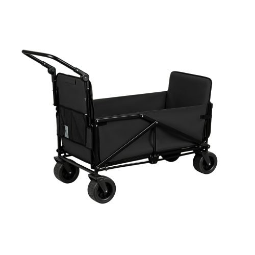 Jeedeson 2-in-1 Collapsible Camping Utility Cart Black with Reclining Lounge Bed, 400L Large Capacity All-Terrain