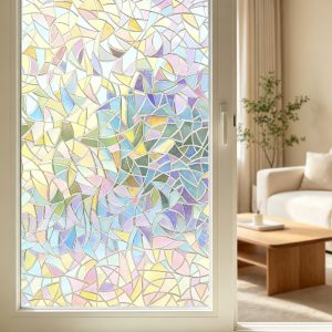 Jeedeson Glass Window Film Iridescent Static Cling, No Glue Reusable Privacy Decorative Window Sticker, 35.43"×78.74"