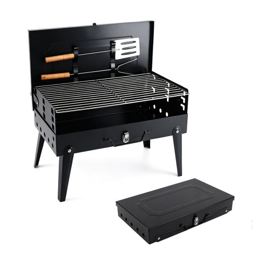 Portable Box Charcoal Grill · 163 sq.in. · Suitcase-Style