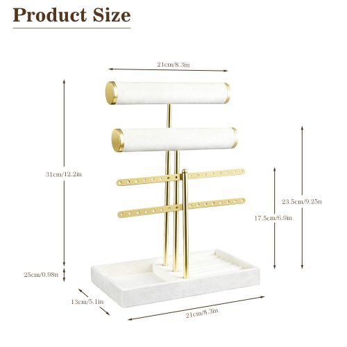 Jewelry organizer dimensions: 12.2"H x 8.3"W x 5.1"D with detailed measurements