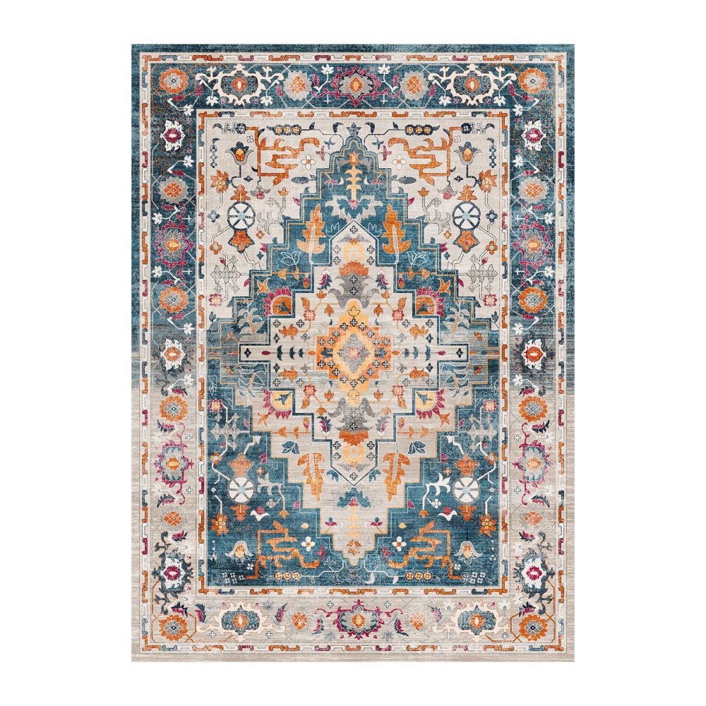 Jeedeson Vintage Oriental Medallion Non‑Slip Foldable Area Rug 96 in. ×120 in.