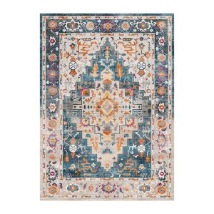 Jeedeson Vintage Oriental Medallion Non‑Slip Foldable Area Rug 96 in. ×120 in.