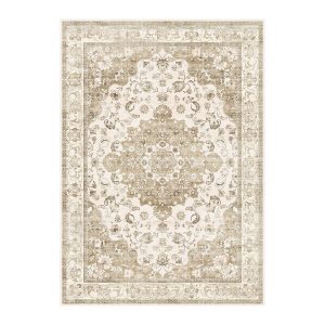 Jeedeson Vintage Distressed Floral Non‑Slip Foldable Area Rug 96 in. ×120 in.