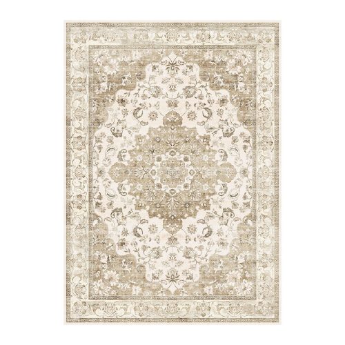 Jeedeson Vintage Distressed Floral Non‑Slip Foldable Area Rug 96 in. ×120 in.