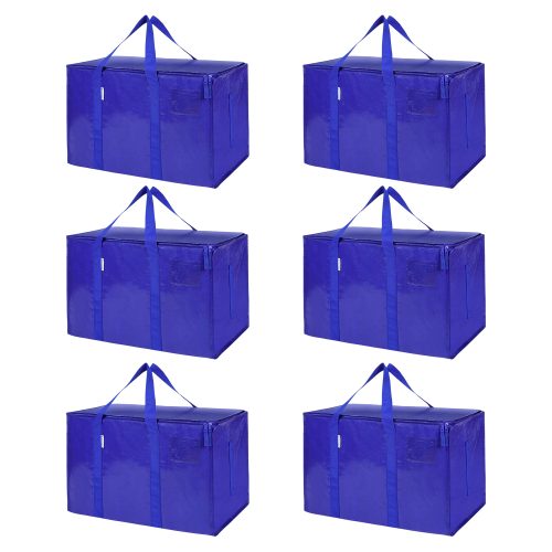 Jeedeson Blue Large Capacity PE Moving Storage Bags with Reinforced Handles 15 in. H