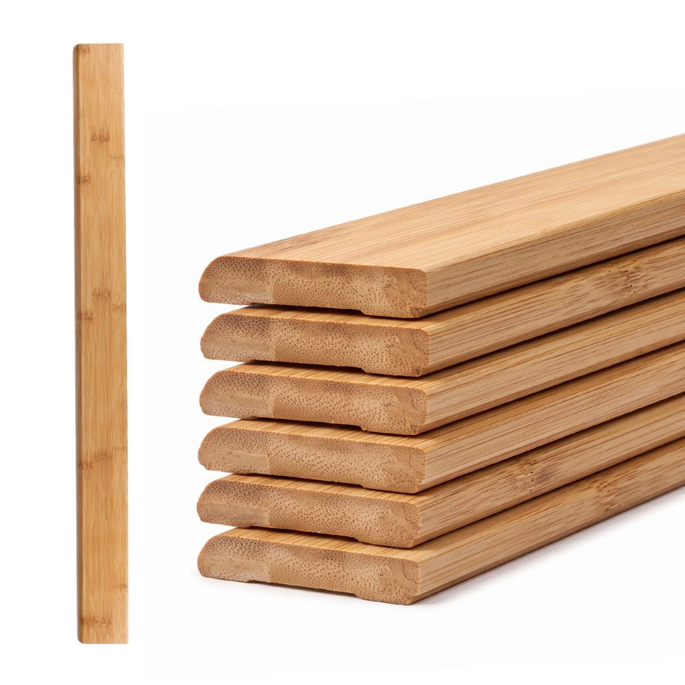 Jeedeson 6-Piece Low Profile Solid Bamboo Baseboard Molding Prefinished Wall Base Trim, Modern Baseboard Trim for Laminate and Vinyl Flooring, 37.8 in.